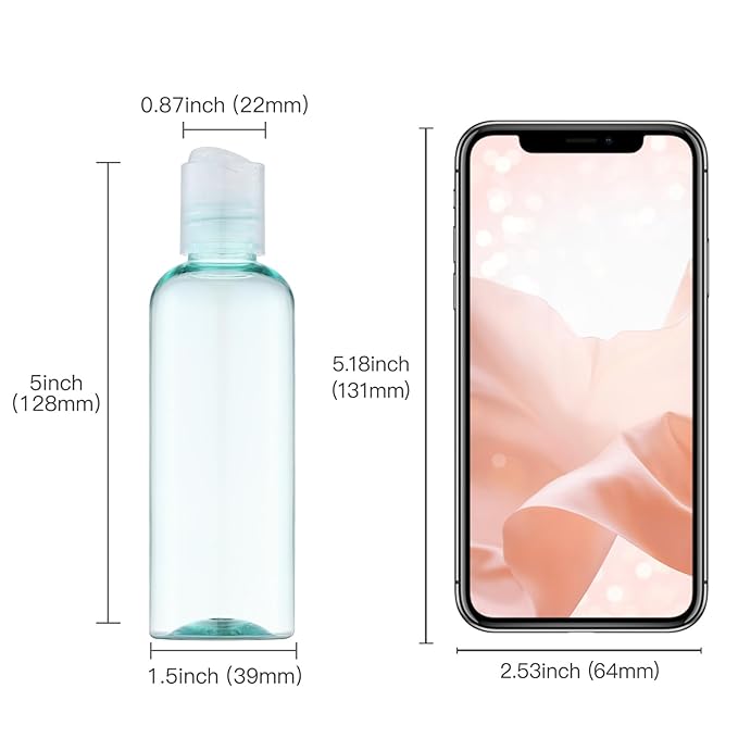 Travel Bottles for Toiletries 3.4 oz - Travel Size Containers for Shampoo Plastic - Small Empty Lotion Squeeze Bottle for Liquid TSA Approved - Leak Proof Mini Conditioner Refillable 100ml