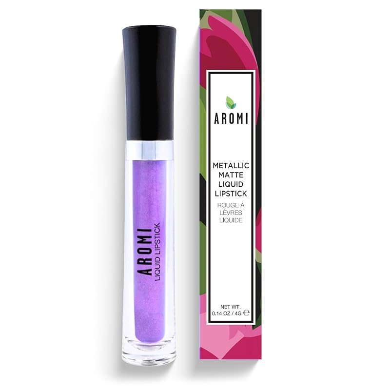 Aromi Metallic Liquid Lipstick | Long-Lasting, Waterproof, Smear and Smudge Proof, Bright Lilac Lip Color with Shimmery Finish (Purple Unicorn)