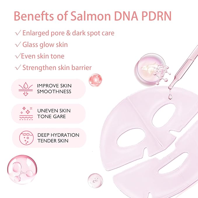 5 Pack Salmon DNA PDRN Pink Collagen Gel Face Mask, Overnight Hydrogel Real Deep Mask Korean Skincare - Enhancing Recovery for All Skin Types and Radiance Boost, elasticity, hydrating, firming