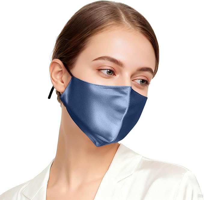 ZIMASILK 100% 22 Momme Mulberry Silk Face Mask for Men & Women, Reusable and Breathable Mouth Cover with Elastic strap