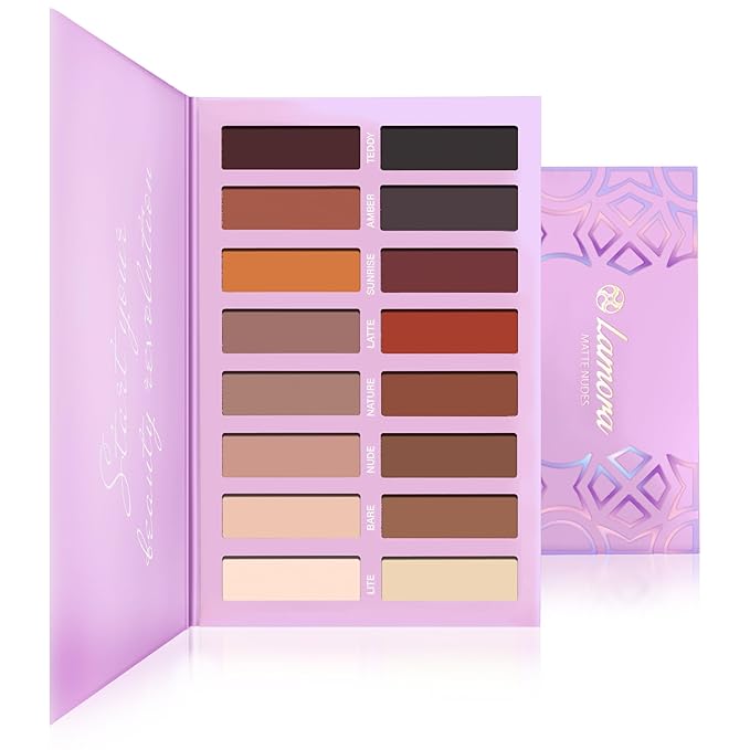 Lamora Eyeshadow Palette Makeup - Eye Makeup Palette with 16 Highly Pigmented Matte Shades - Vegan & Blendable