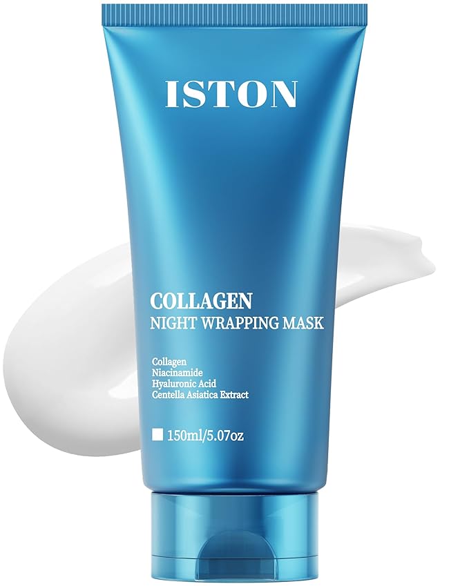 ISTON Collagen Night Wrapping Mask for Glass Skin - Overnight Peel Off for Firmer, Hydrated & Radiant Skin with Hydrolyzed Collagen, Gently Formulated for All Skin Types - 5.07 fl Oz