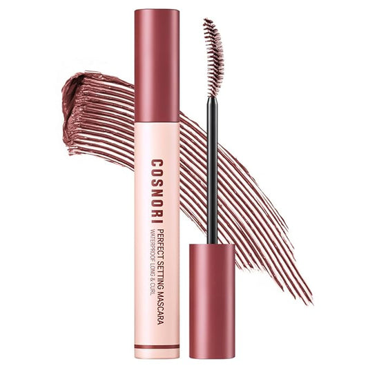 COSNORI Perfect Setting Waterproof Mascara Long&Curl 06 Urban Red – Long-Lasting Smudge - Burgundy Maroon Mascara - Korea Waterproof, Long lash, Strong fixing, Silk Amino Acids - 0.23fl oz (7ml)