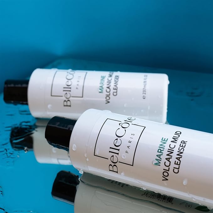BelleCôte Paris Marine Volcanic Mud Face Cleanser - Detoxifying Clay Oily & Combination Skin, Pore Reduction and Acne | Ideal Face Cleanser for Men & Women Especially After a Vigorous Workout