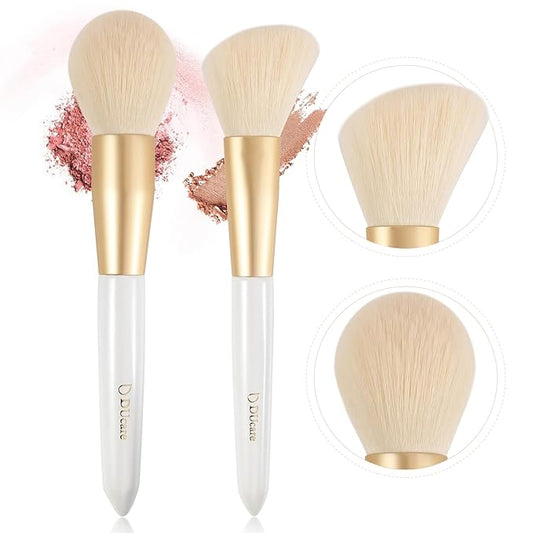 Ducare Angled Blush Brush & Tapered Powder Brush 2Pcs Makeup Brushes Set, Pointed Powder Brush for Light Application Fluffy Blush Brush Perfect for Blush,Highlighting, Defining and Contouring