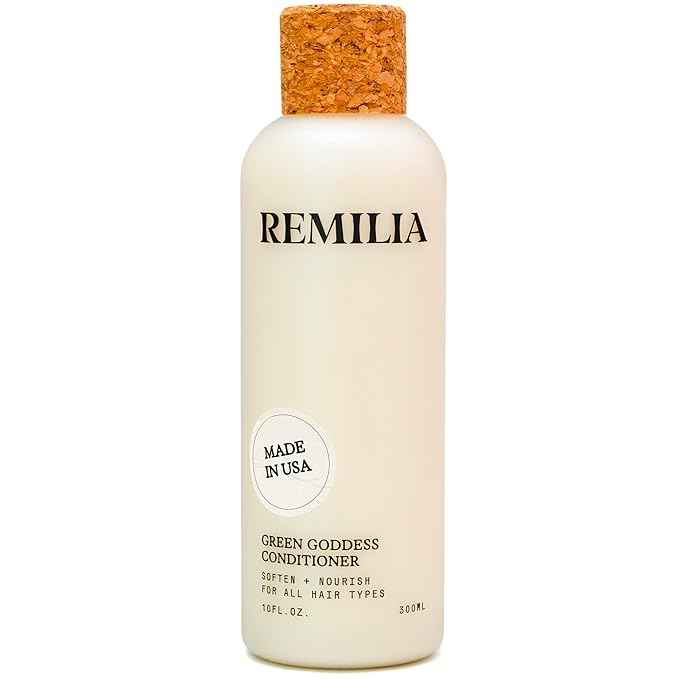 REMILIA Green Goddess Conditioner for Damaged Hair – With Avocado Oil, Coconut Oil, & Green Tea Extract – Detangling, Moisturizing, Vegan – Made in USA – 8.5 fl oz