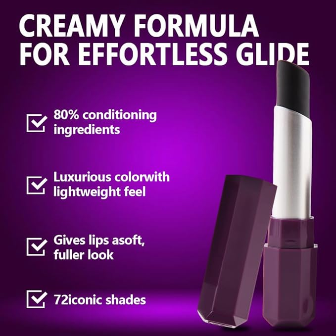 Dark Deep Purple Matte Creamy Lipstick for Women, Longwear Lip Gloss Face Paint Stick, Lip Stick Stain Long Lasting Waterproof Easy Application Full Coverage Velvet Gloss for Party Halloween Makeup 07