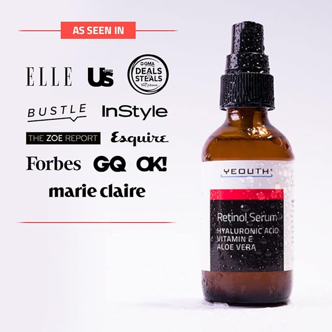 YEOUTH Retinol Serum for Face with Hyaluronic Acid & Vitamin E, Hydrating Retinol Face Serum, Skin Care Suitable for All Skin Types 2oz