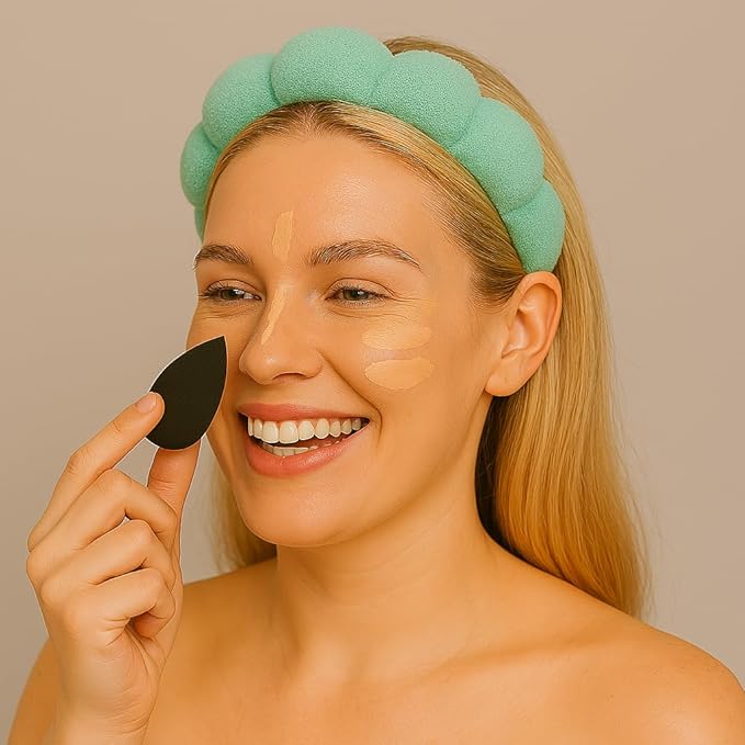 Skincare Headband - Hair Band for Washing Face & Makeup Headband for Women - Terry Cloth Hairband for Spa & Skincare Routines - Perfect for Face Wash & Makeup Application (Light Turquoise)