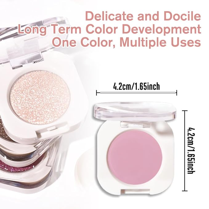 Light Peach Matte Eyeshadow Palette for Women, Single Monochrome Eye Shadow Makeup, Shiny Pressed Powder, Blendable Natural sombras para ojos, Holographic,Vegan,Travel -2