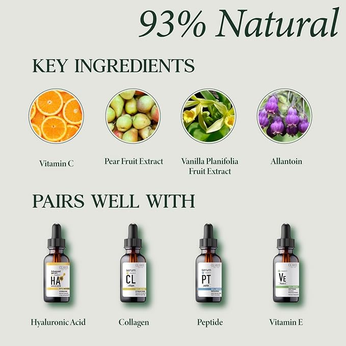 CLARA'S NEW YORK | Brightening Vitamin C Moisturizer Face Cream | with Hyaluronic Acid | Acne Scars Dark Spots Reduce Fine Lines, Healthy Glowing Skin | Non-sticky, Fast-absorbing | 50ml MADE IN USA