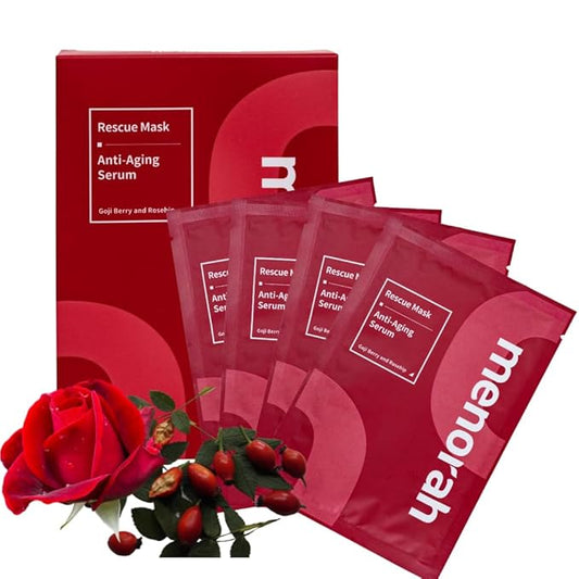 menorah Skincare Rescue Mask – Anti-Aging Serum with Goji Berry & Rosehip – Hydrating, Nourishing & Revitalizing – Skincare Gift Set for Women