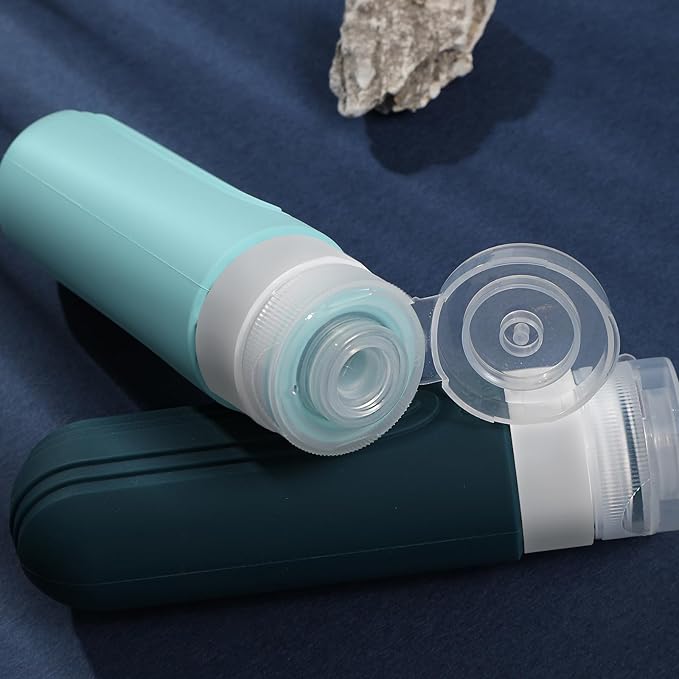 Travel Bottles for Toiletries, 5 Pack TSA Approved Travel Size Containers, 3oz Leak Proof Refillable Travel Accessories for Shampoo Conditioner, BPA Free Travel Bottles with Toiletry Bag