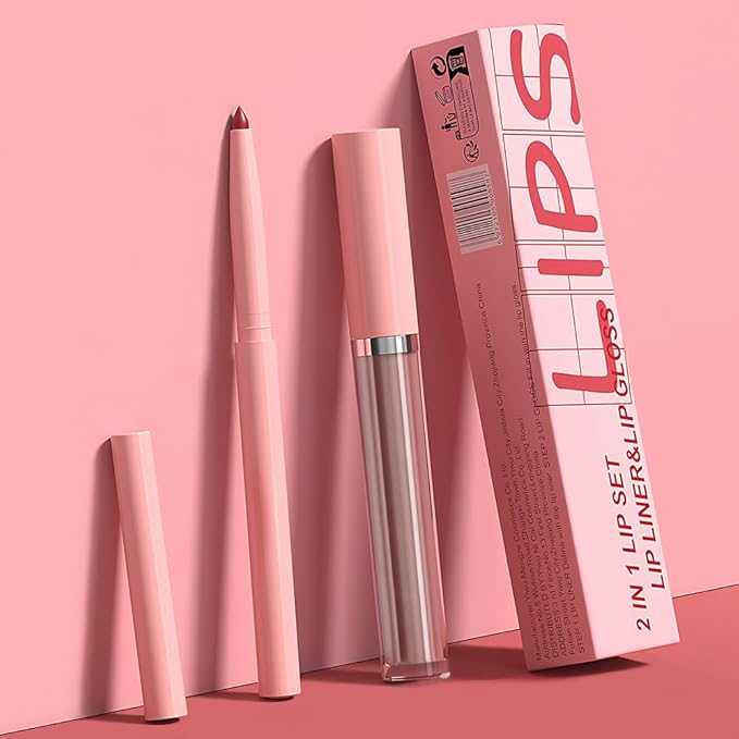 AMY'S DIARY 2pcs Matte Purple Red Lip Liner & Lipstick Makeup Set, Liquid Lipstick 24H and Lip Liner Set Matt Liquid Lips Make Up Waterproof Long Lasting (08#, 2 Pcs Set)