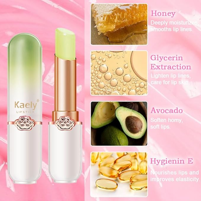 Kaely 2Pcs Avocado Hydrating Lipstick Tinted Lip Balm, Color Changing PH Lipstick Makeup, Korean Magic Lip Stain Long Lasting Waterproof, labiales magicos 24 horas originales