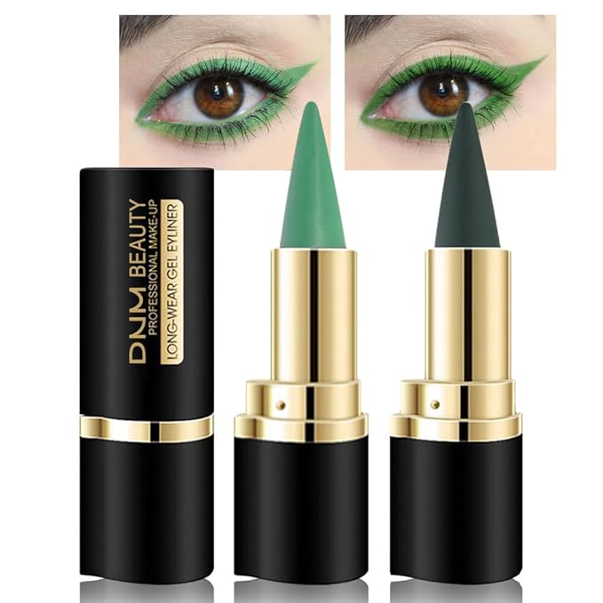 evpct 2Pcs Pale Nuetral Green Gel Eyeliner Pencils, Green Eye Liners Shadow Set for Halloween Goth Makeup, Creamy Eyeliner Crayon Waterproof Smudge Proof Easy Apply, delineador de ojos contra el agua