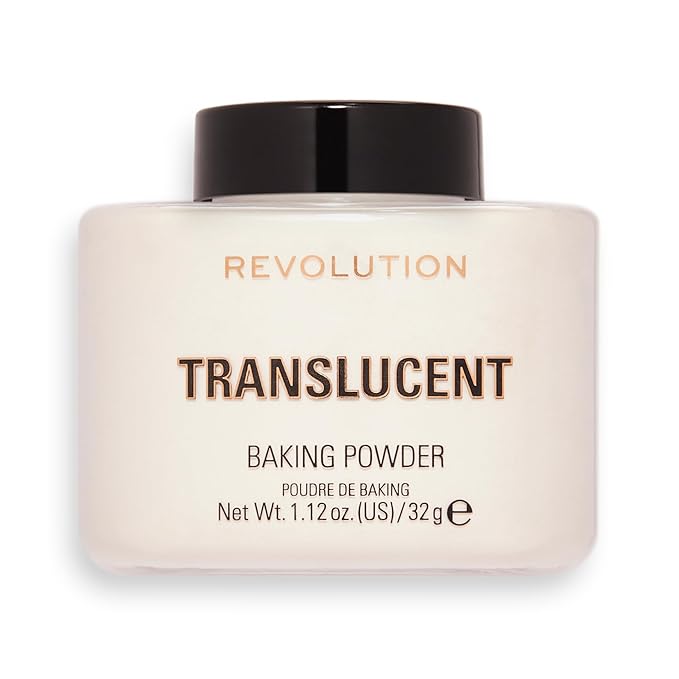 Revolution, Loose Baking Powder, Makeup Setting Powder, Long Lasting Coverage, Mattifies & Reduces Shine, Translucent, 1.12 oz
