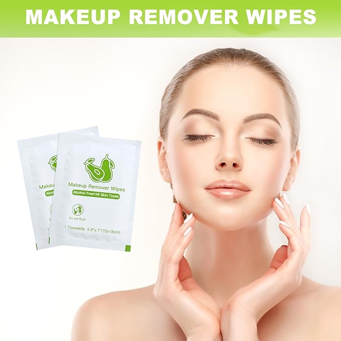 Bulk Makeup Remover Wipes - Individually Wrapped, Gentle Cleansing for Face, Mascara & Lipstick - Travel & Hotel 200