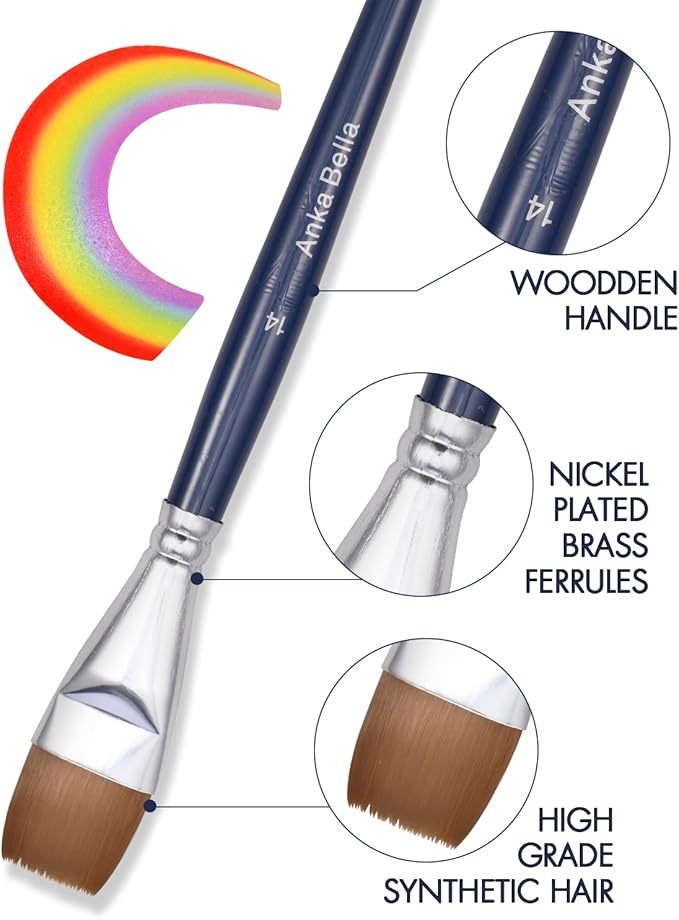 Anka Bella Professional Paint Brushes,4pcs Artist Face Paint Brushes for Drawing Petal