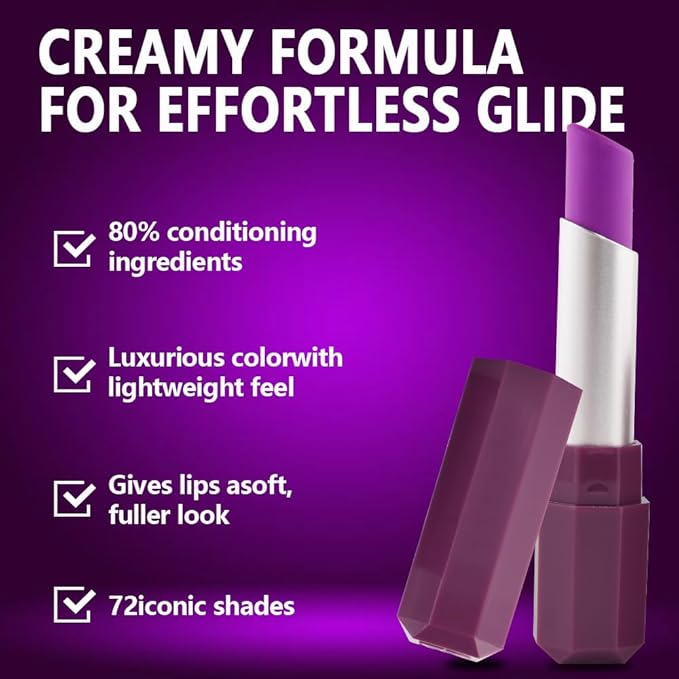 Magenta Purple Red Matte Creamy Lipstick for Women, Longwear Lip Gloss Face Paint Stick, Lip Stick Stain Long Lasting Waterproof Easy Application Full Coverage Velvet Gloss for Party Halloween Makeup