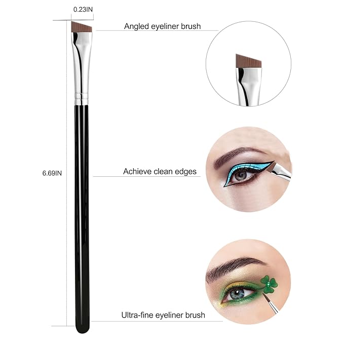 Eyeliner Brush, Fine Angled Eyeliner Brush, Ultra Thin Precision Slanted Flat Eyeliner Makeup Brushes Set for Eye liner Eye brow Eyebrow Brushes, 5 PCS