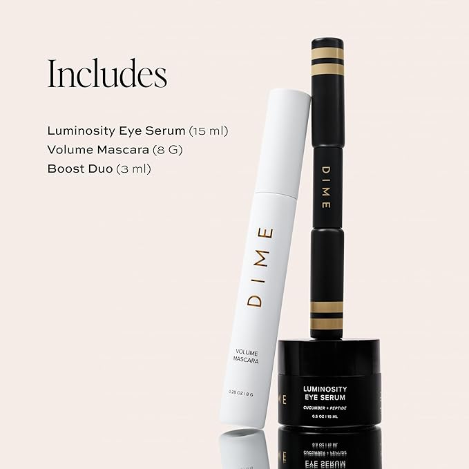DIME Beauty Eyes On Set ($84 Value) - Includes Luminosity Eye Serum (15mL), Volume Mascara (8G), Boost Duo (3mL)