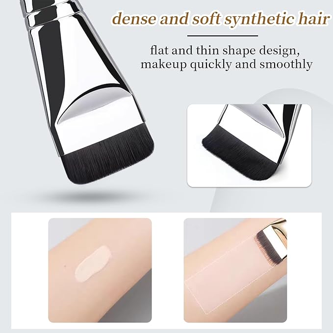 Flat Foundation Concealer Contour Brush Set, 2PCS Dense Under Eye Nose Contour Kabuki Brush for Blending Setting Concealing Buffing with Liquid, Cream and Powder (Thin 170/270)…
