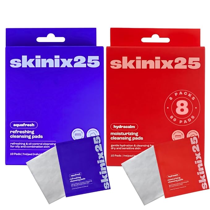 Hydracalm & Aquafresh Facial Cleansing Pads – 80 Individually Wrapped Face Wipes for Travel, Gym & On-the-Go Skincare | Hydrating + Oil-Control Cotton Pads for All Skin Types