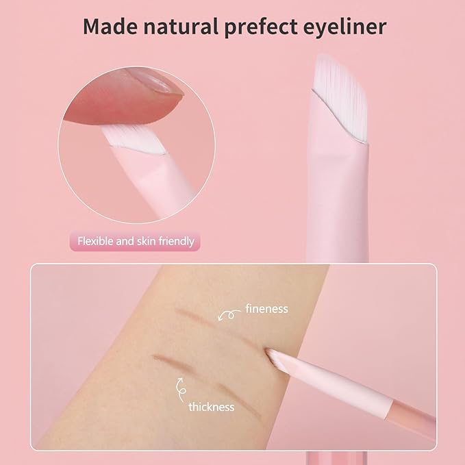 MSQ Make Up Brushes 8Pcs Powder Brushes Synthetic Hair Makeup Brush Set for Blending Stippling Eyeshadow Eyeliner Concealer Nose Shadow, Peach