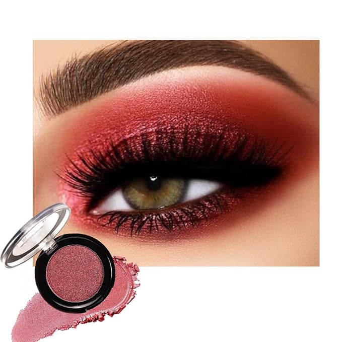 Monochrome Cream Glittle Eyeshadow Palette Makeup, High Pigment Natural Sombras Crema Para Ojos, Wine Red Shimmer Single Shimmer Eye Shadow for Older Women, Talc, Paraben & Cruelty Free
