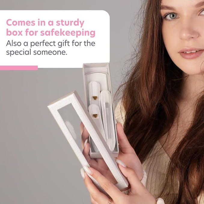 Bona Fide Beauty Nail Kit: Handmade from Czech Glass, Perfect Gift for Teenage Girl, 4PC Gift Set in Clear Color - Foot File, Traveil Nail File, Glass File, 1 Cuticle Pusher