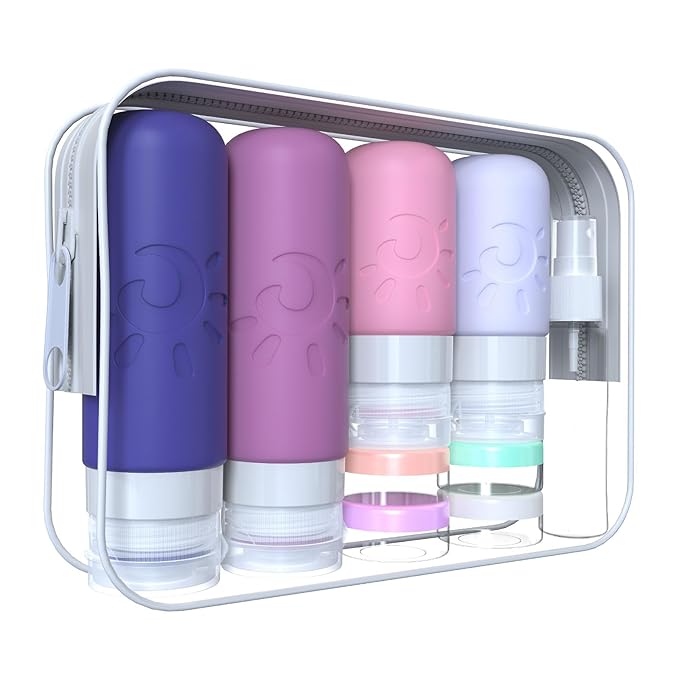 18 Pack travel Bottles for Toiletries, TSA Approved Silicone Travel Containers Leak Proof Refillable Travel Accessories for Shampoo Conditioner Lotion Body Wash(Multicolored I)