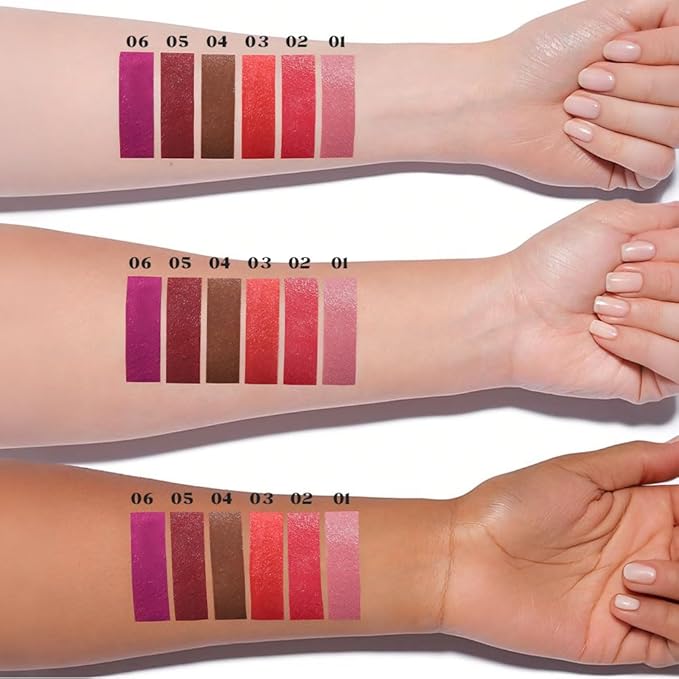 evpct 6Pcs Mauve Maroon Ruby Bright Red Brown Plum Purple Matte Lipstick Set, Matte Ceamy Soft Lipsticks Set for Women Long Lasting Waterproof, Vegan Cruetly Free Lipstick Pack 24 hrs original labiale