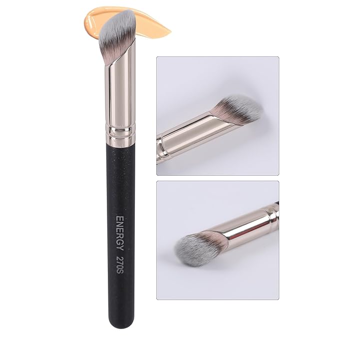 ENERGY Concealer Brush,Angled Eye Makeup Small Foundation Blending Brush for Under Eye, Nose & T-Zone – Soft Synthetic Bristles Contoured for Cream & Liquid Powder Cosmetics 270S