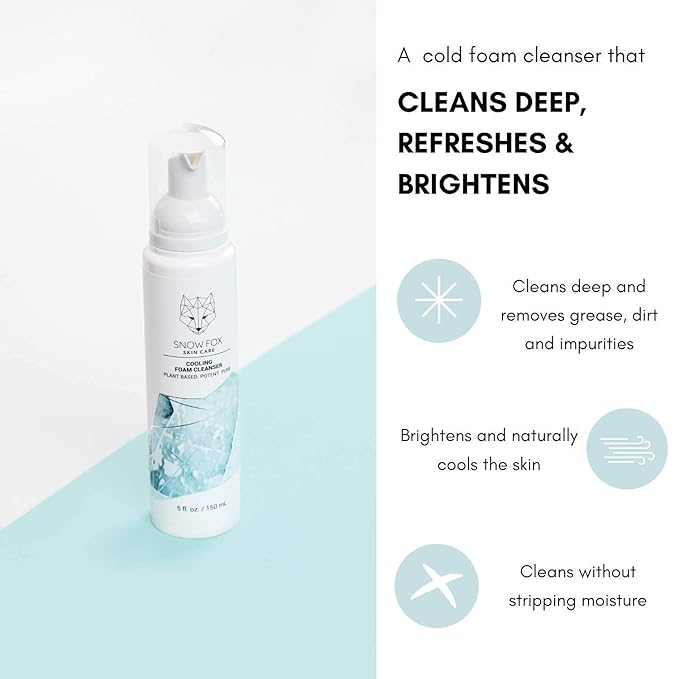 Snow Fox Cooling Foam Cleanser with Organic Aloe Vera Juice, 150 ml