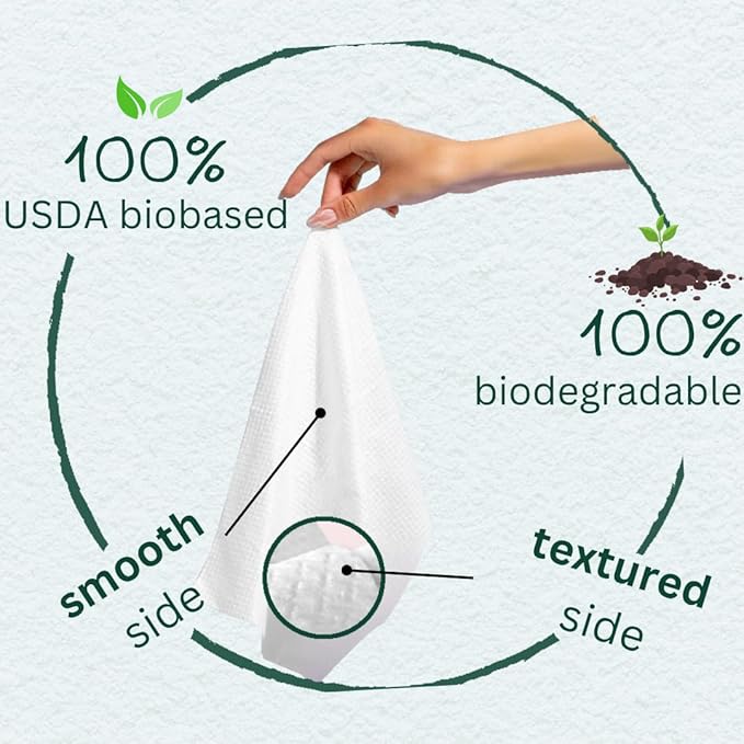 FRESH TOWELS Disposable Face Towels, Makeup Removal Face Towelettes & Dry Wipes, 50 Ct, 1 Pack