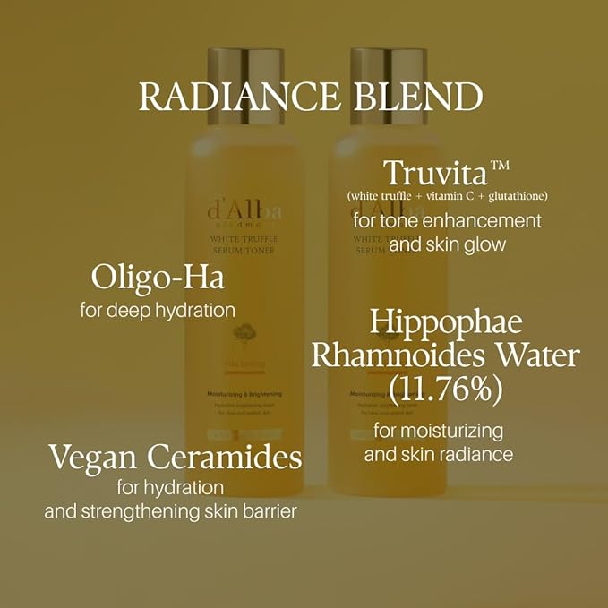 d'alba Piedmont White Truffle Vita Toning Serum Toner, Glass Skin with Double Vitamin Skincare, Face Moisturizer, (6.08fl. oz)
