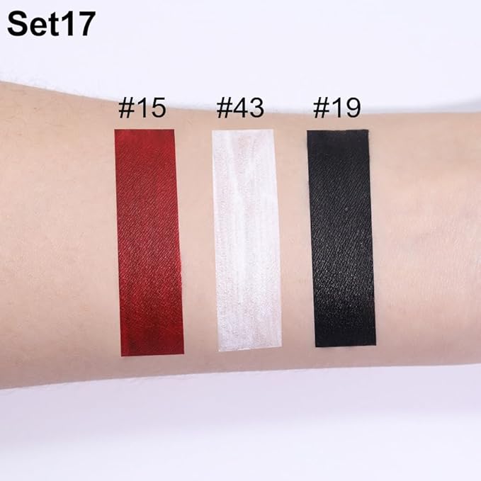 AMY'S DIARY Dark Red White Black Matte Plum Liquid Lipstick 3Pcs Sets,24-hour Lipstick Long Lasting Permanent L Magic Lipstick Waterproof Lip Stain 24 Smudge Waterproof for Women (Set17)