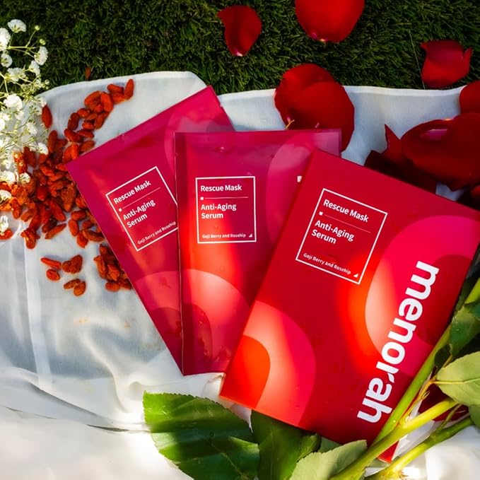 menorah Skincare Rescue Mask – Anti-Aging Serum with Goji Berry & Rosehip – Hydrating, Nourishing & Revitalizing – Skincare Gift Set for Women