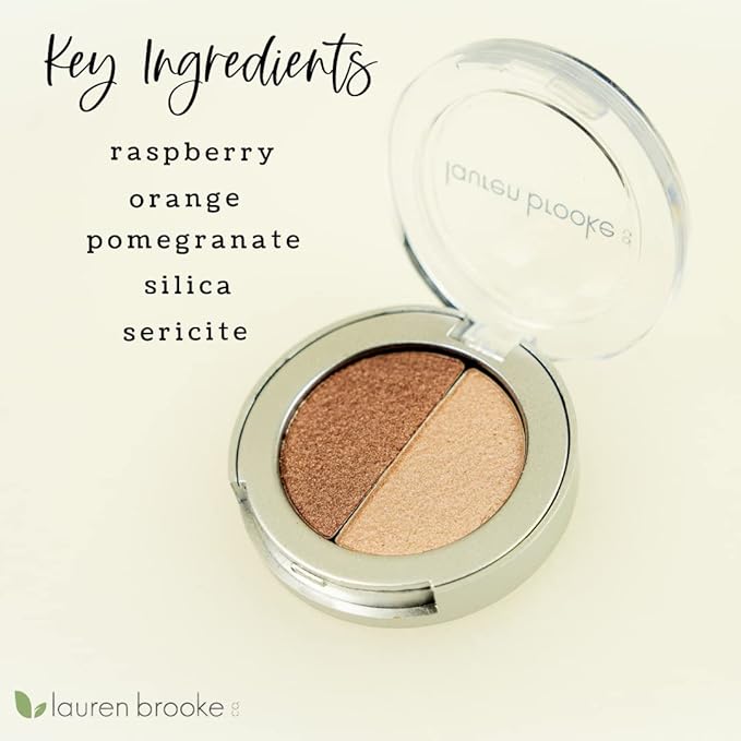 Lauren Brooke Cosmetiques Pressed Eyeshadow Duos, Natural, Organic Makeup (Cappuccino/Pearl)