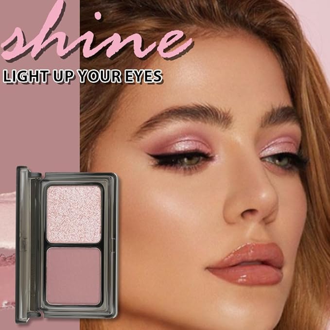 AMY'S DIARY 2 Color Mauve Rose matte +Champagne Pink Shimmer Eyeshadow Palette – Shimmer matte Rose Pink eye shadow for Eye Makeup, Long-Lasting & Highly Pigmented, Vegan & Cruelty-Free