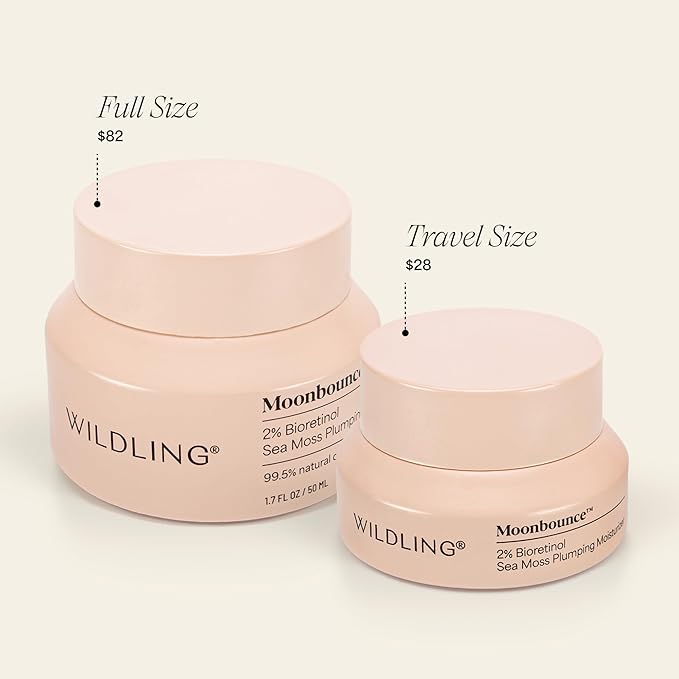 WILDLING Moonbounce 2% Bioretinol Plumping Moisturizer I Rock Samphire, Irish Sea Moss, Marshmallow Root, Moonstone I Hydrates, Boosts Elasticity, Firms I 99.5% Natural, Vegan, Cruelty Free (1.7fl oz)