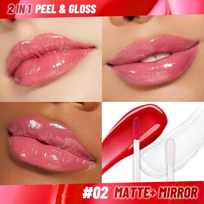 Baby Pink Peel off Lip Stain Lip Oil Dual Ended Combo Set with Tweezer, 2 in 1 Lips Liner Stain Oil Long Lasting Waterproof, High Pigmented Flawless Lips Tint Stick Not Faded Vegan & Cruelty-free