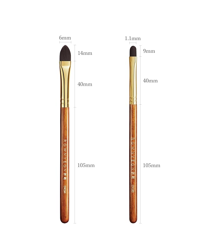 Desert Oak Series Pro Concealer Duo - Wide Teardrop & Micro Detail Brush Set for Under Eyes, Acne Scars & Redness, Bubinga Wood Handles (CM 194 & 195 Kit)