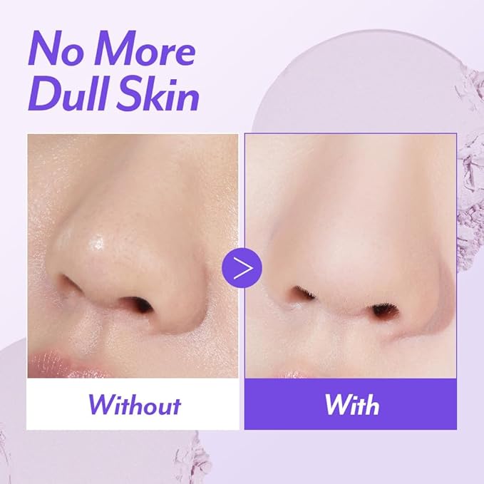 I'M MEME Compact - Purple Cotton Tone Control Pact | Korean Pressed Setting Powder With Berry Complex, Makeup Powder Foundation, Translucent Compact, Finishing Powder, Oil Free Face Powder, 0.35 Oz