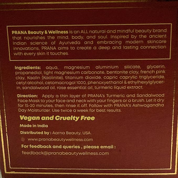 3 Pack Turmeric & Sandalwood Face Mask – Ayurvedic Brightening Clay Mask with Bentonite & Kaolin – Deep Pore Cleansing, Hydrating & Anti-Aging Facial Mask for Acne, Dark Spots & Even Skin Tone – 100ml