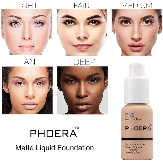 PHOERA Foundation, PHOERA Matte Liquid Foundation,PHOERA Makeup for Women, PHOERA Foundation Full Coverage Concealer, 30ml 24HR Matte Oil Control Concealer (109-Mocha*2)