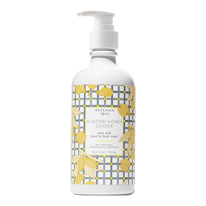 Beekman 1802 Goat Milk Hand Wash, Almond Honey Cookie - Scented - 12.5 fl. oz - Cleanses, Nourishes & Hydrates With Aloe Vera & Jojoba Seed Oil - Good for Sensitive Skin - Ready For Use, Pump Inserted