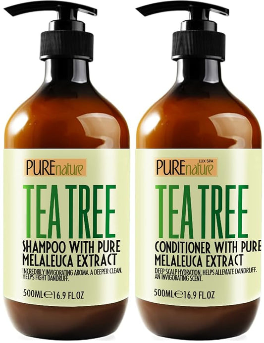 Tea Tree Oil Shampoo and Conditioner Set - Sulfate and Paraben Free Treatment for Oily Hair and to Help Reduce Your Itchy and Dry Scalp - Healthy Anti Dandruff Formula for Men and Women