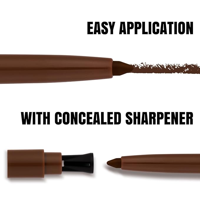 Sharpenable Gel Eyeliner Pencil, Multi-Use Longwear Eyeliner Pencil, Ultra-Smooth Tip Eye Makeup with Up to 24HR Wear, Waterproof & Smudge-Proof - Brown